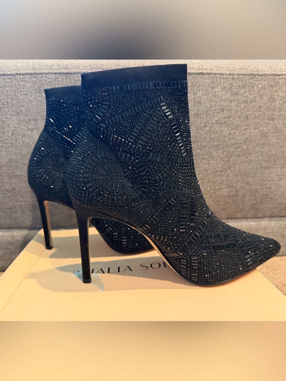 Thalia Sodi Black Beaded Ankle Booties
